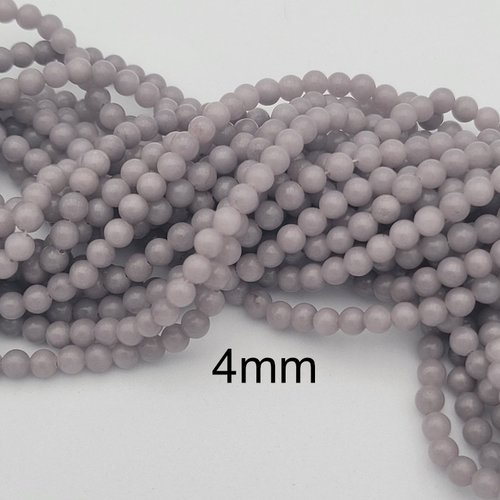 20 perles pierre jade gris clair   ronde 4mm