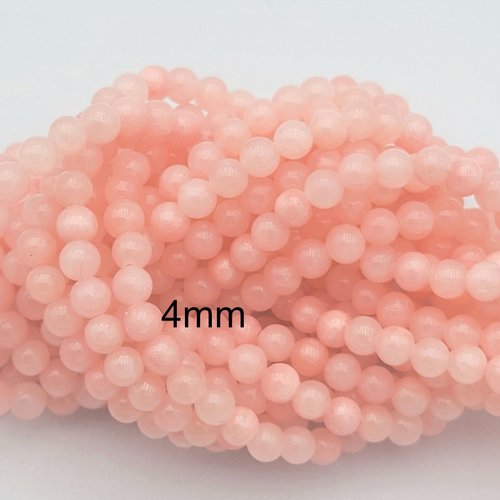 20 perles pierre jade rose bonbon  ronde 4mm