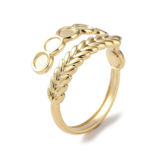 1 support bague épi de blé acier plaqué or 14kt