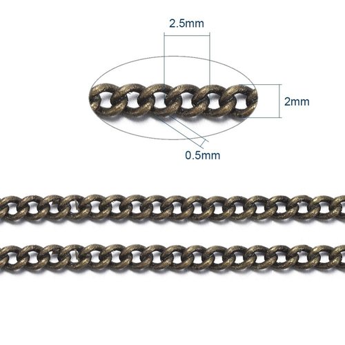 1 mètre  chc-s095 chaine  laiton torsadeé 2.5x2mm
