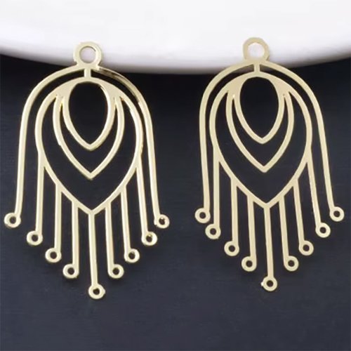 2 estampes 36x21mm cloches laiton doré or fin