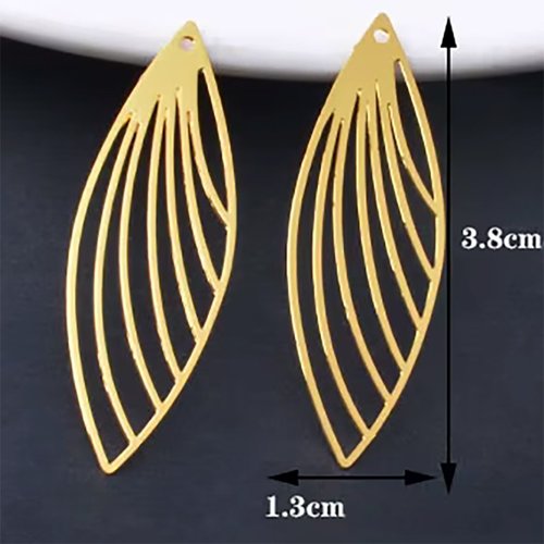 2 estampes laiton or 24kt ogive 38x13mm