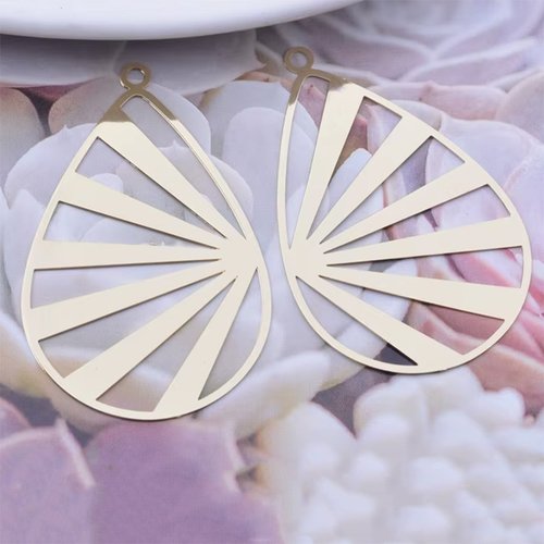 2 estampes goutte laiton or 24kt 40x38mm