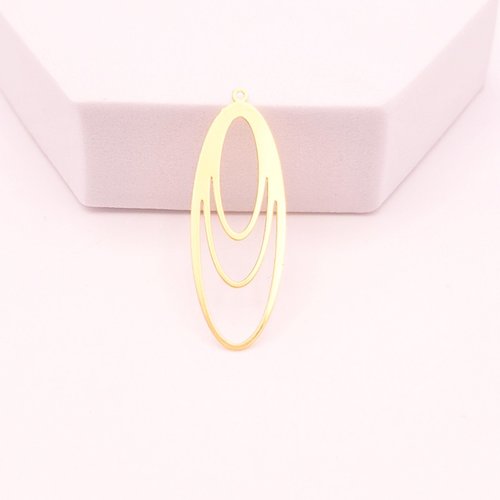 2 estampes goutte ovale laiton or 24kt 13x38mm