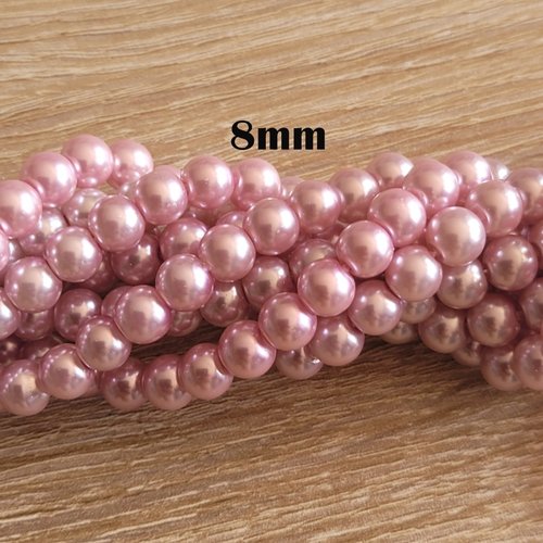 20 perles de verre nacrées rose pale 8mm