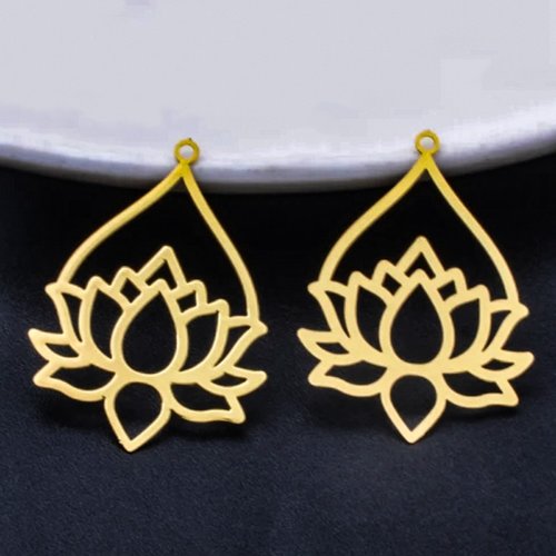 2 estampes laiton fleur de lotus 34x25mm