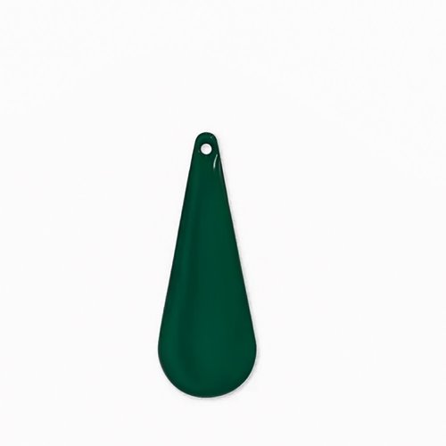 2 breloques sequins goutte laiton émaillés vert sapin 27x10mm
