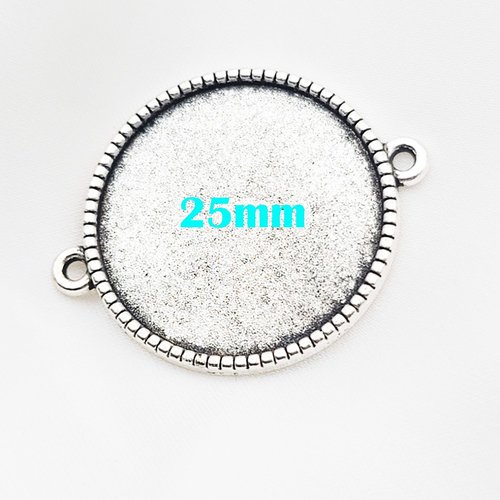4 supports cabochon connecteur argent vieilli 25mm
