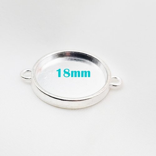 4 supports cabochon connecteur argent vif 18mm