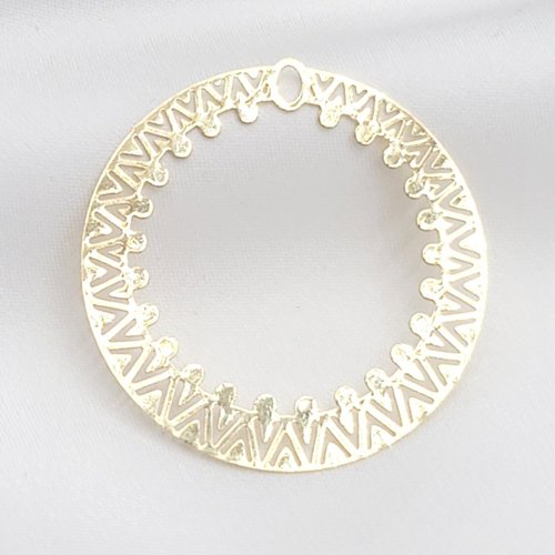 2 estampes rondes filigrane 38mm  laiton or 24kt