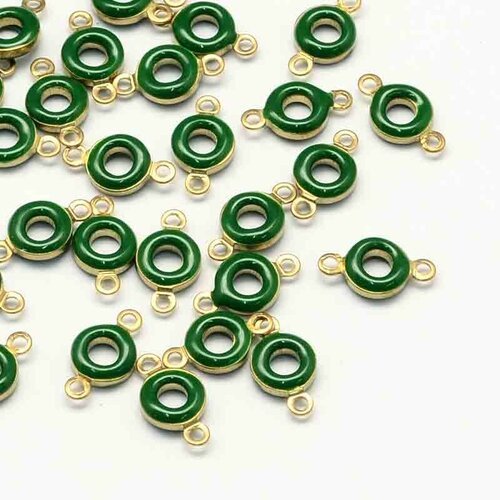 10 connecteurs vert ronds email 11mm