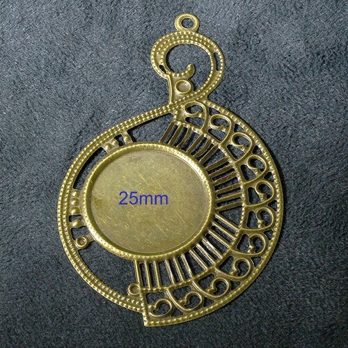 2 estampes pendentif support cabochon   bronze 80x49mm