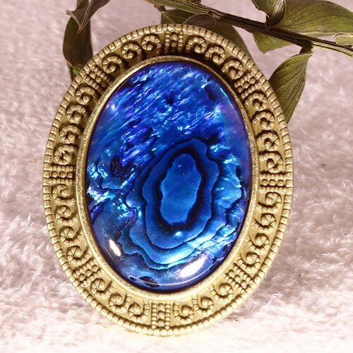 1cabochon nacre abalone coquillage teinte bleu 18x24mm