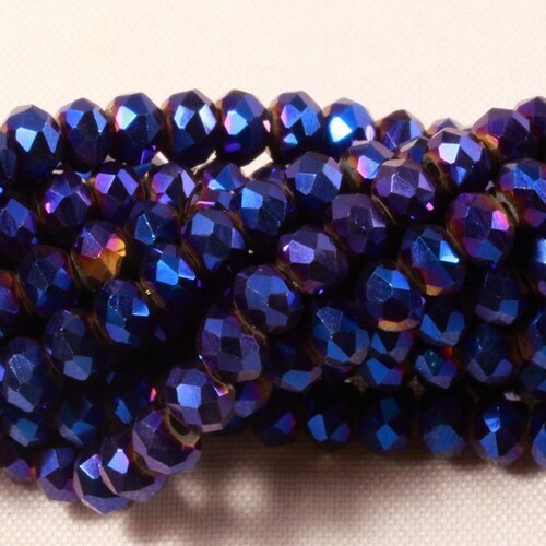 Lot de 50 perles boulier en verre facettée bleu /violet a prisme   4x3mm