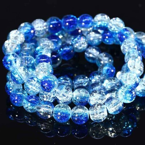 20 perles de verre craquelées 8mm bleu nuit