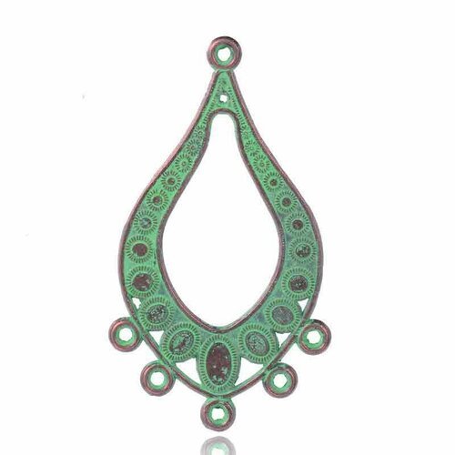 2 chandeliers vert de gris connecteur goutte 49x27mm