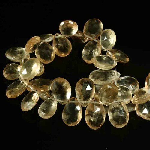 4 perles de  gemmes briolette  topaze imperiale +/- 10mm