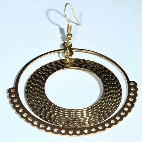 2  supports boucle d'oreille estampe  créole doré or rose 55mm