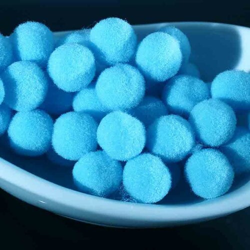 20 pompons boule rond peluche 10mm turquoise