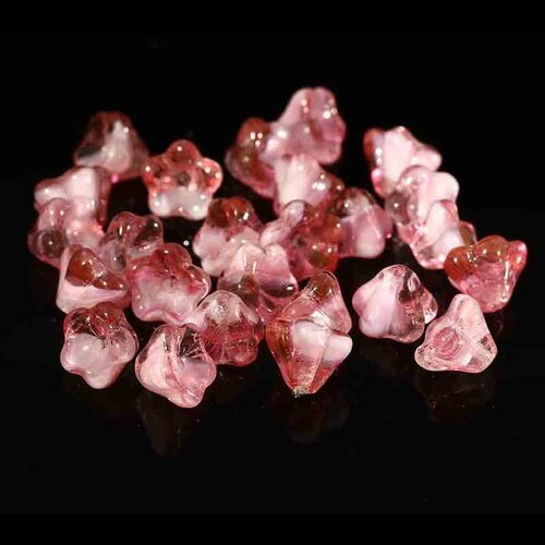 10 perles de verre tchèque fleurs 8x6mm crystal pink