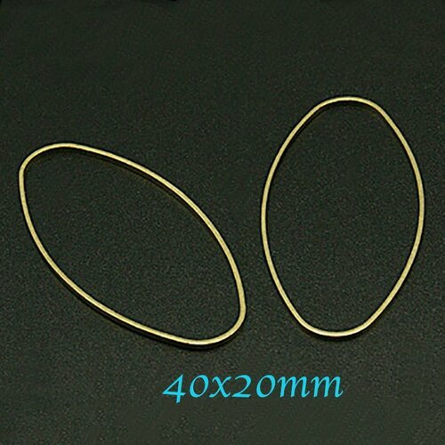 20 anneaux connecteur laiton brut ovale  40x20mm