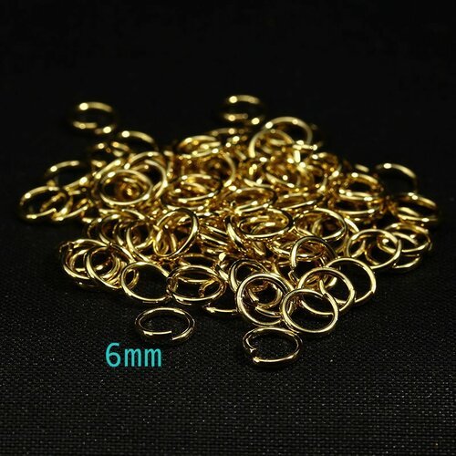 50 anneaux ouvert acier inoxydable doré 6mm