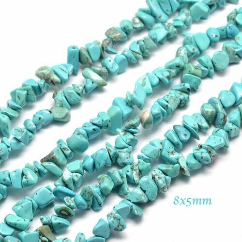 Perles de pierre naturelle chips pierre turquoise  (320perles)  8x5mm
