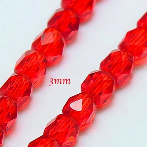 50pcs perles bohème transparente rouge/orange  3mm