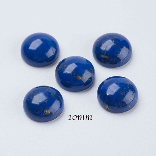 2 cabochons pierre gemme lapis lazuli 10mm