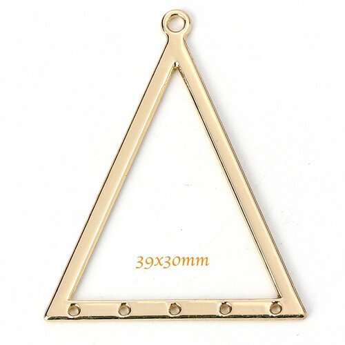 2 pendentifs connecteur triangle or 39x30mm