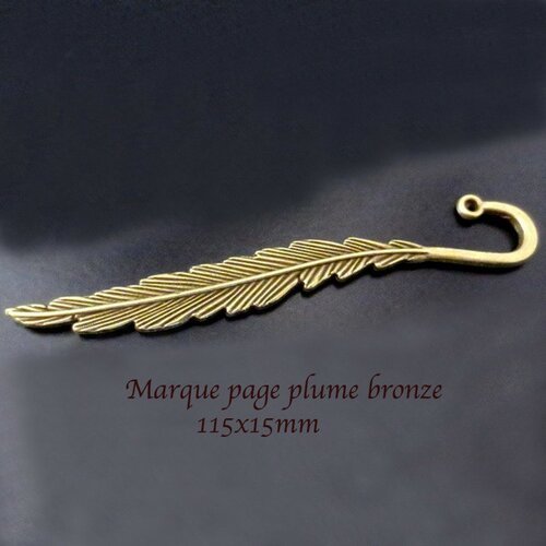 1 marque page plume bronze 115x5mm