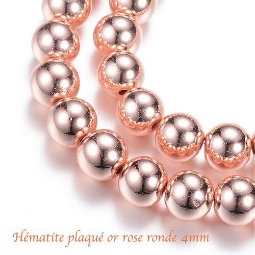 20 perles ronde hématite plaqué or rose galvanoplastie 4mm