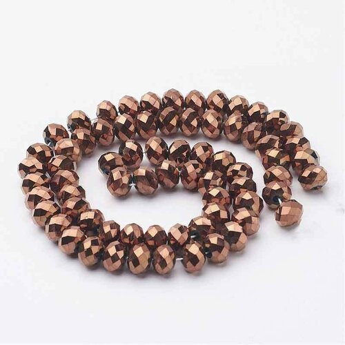 20 perles boulier verre electroplate chocolat facette abaque 8x6mm