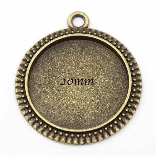 10 supports cabochon pendentif bronze rond 29x25mm