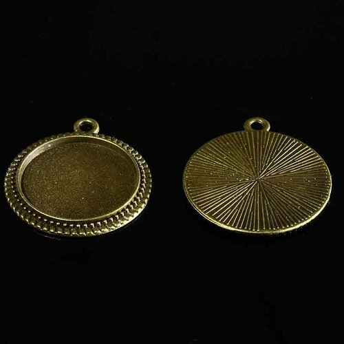 4 supports cabochon pendentif bronze rond 29x25mm