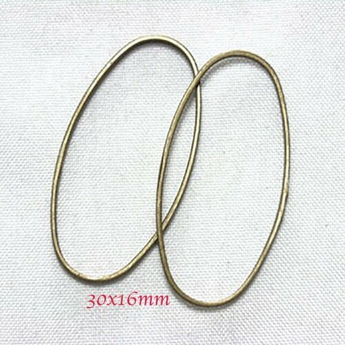 20 anneaux ovale connecteur laiton bronze 30x16mm