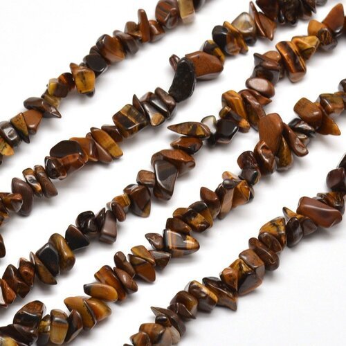 Perles de pierre naturelle chips oeil de tigre  (320perles)  8x5mm