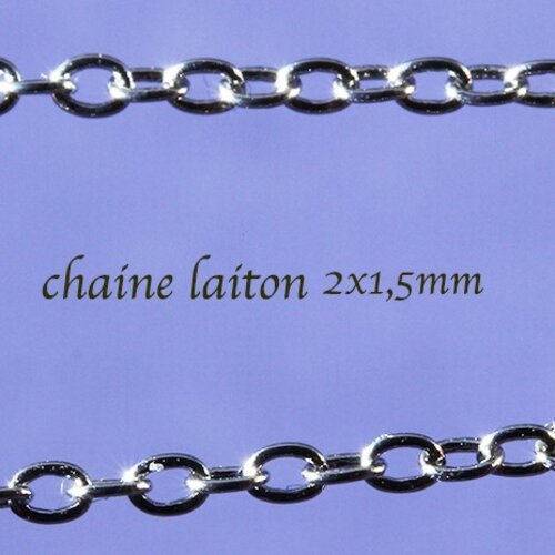 Chaine laiton ch034y soudée x5m argenté platine 2x1,5mm