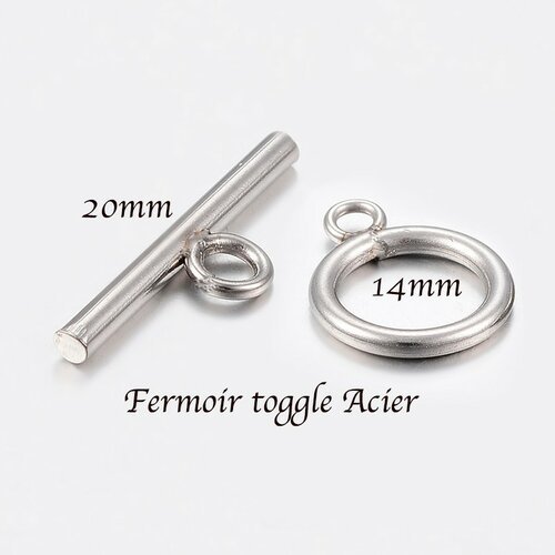4 fermoirs toggle acier inoxydable 20x14mm