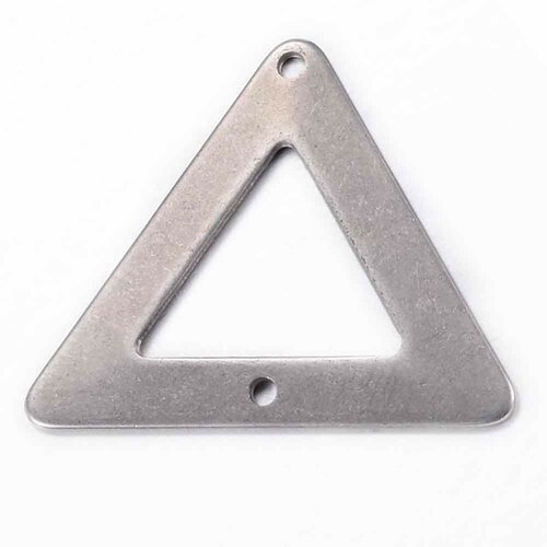 2 breloques connecteur triangle   acier inoxydable  31x25,5mm