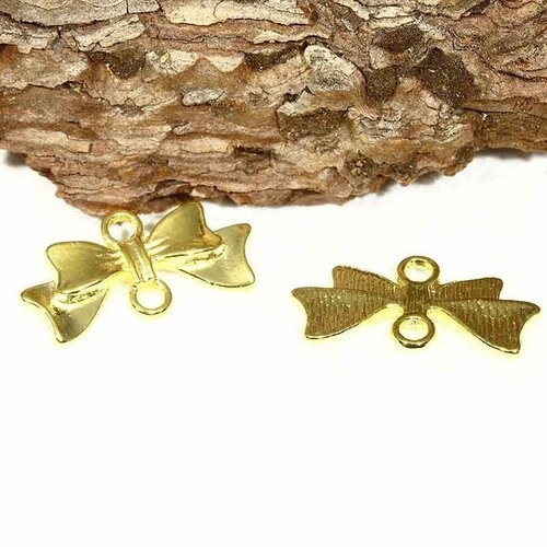 10 connecteurs noeud papillon doré 20x15mm