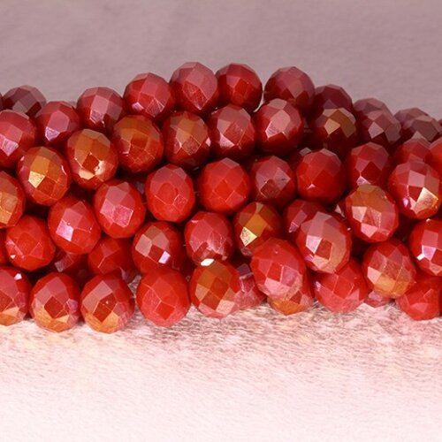 20 perles rondelles verre facettée abaccus rouge 10 mm
