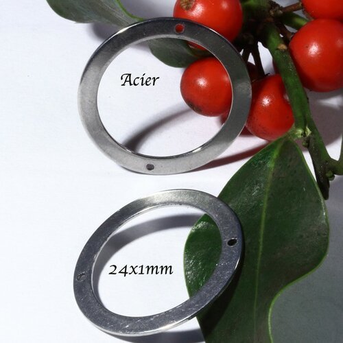 2 connecteurs acier inoxydable forme disque   24x1mm