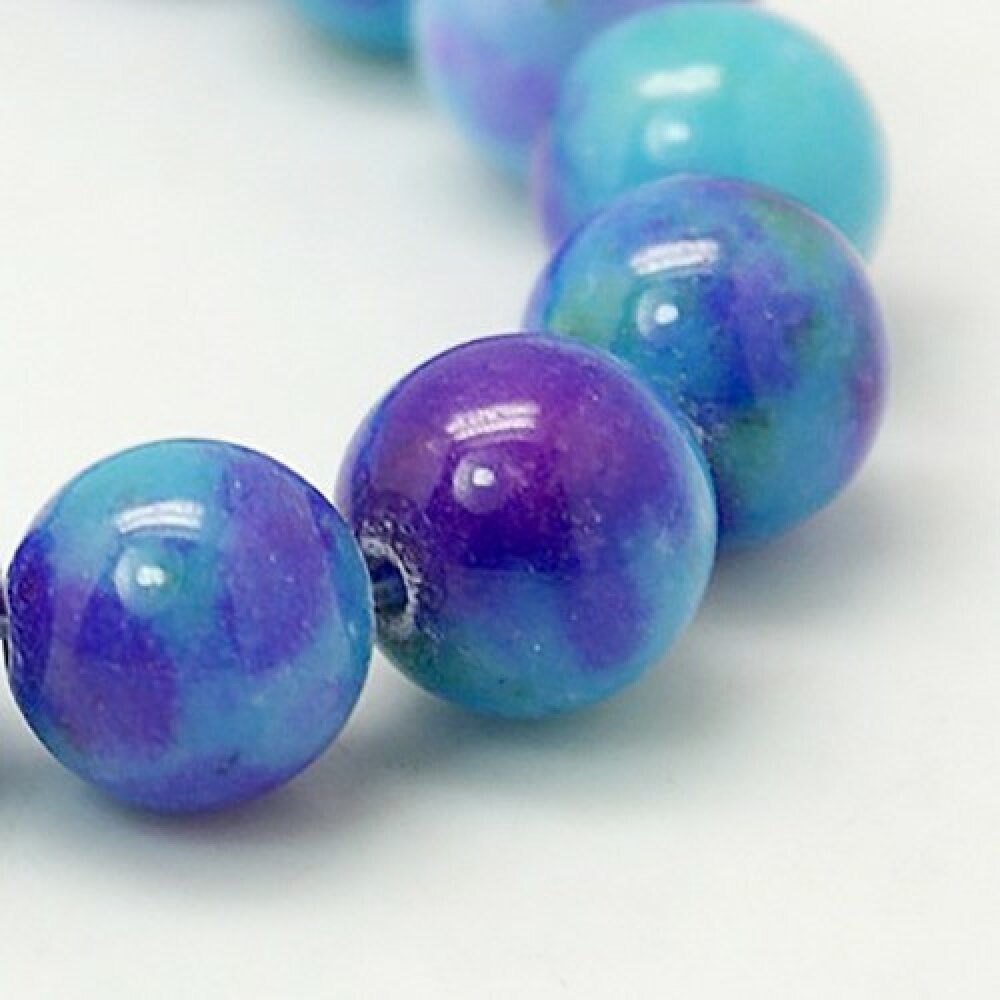 Perles pour bijoux: 10 perles pierres teintées vert violet 10mm
