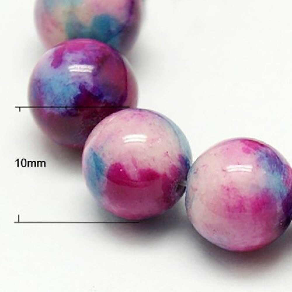 Perles pour bijoux: 10 perles pierres teintées vert violet 10mm
