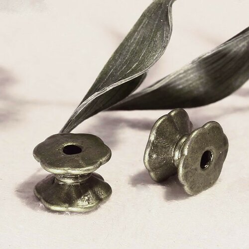 20 perles intercalaire bobine métal couleur bronze  5x7mm