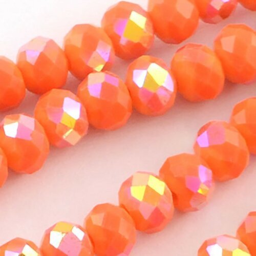 10mm-20 perles rondelles verre facettée abaccus orange   10 mm