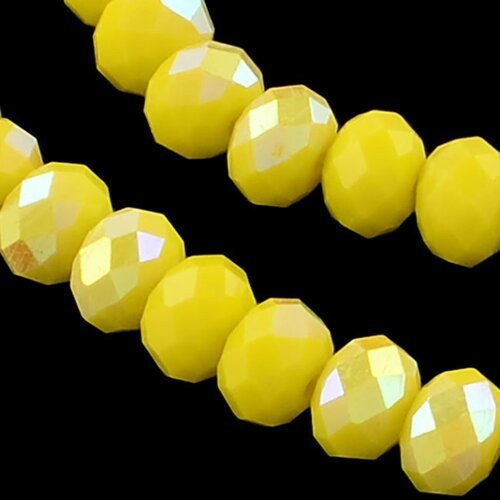 10mm-20 perles rondelles verre facettée abaccus jaune poussin  10 mm