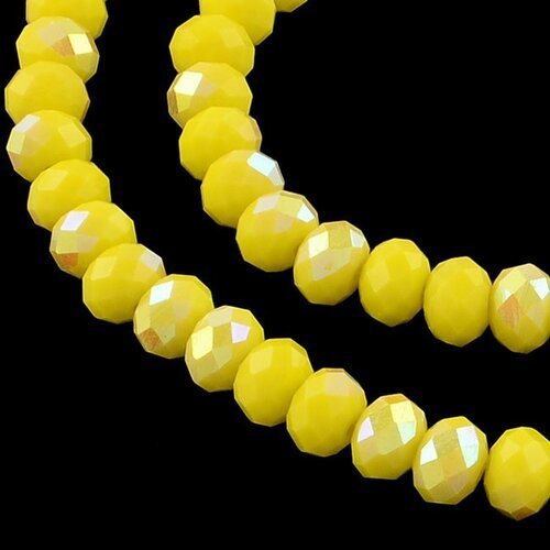 6mm -20 perles rondelles  verre facettée abaccus jaune poussin  6mm