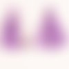 10 pompons breloque coton  lilas mauve   25x5mm
